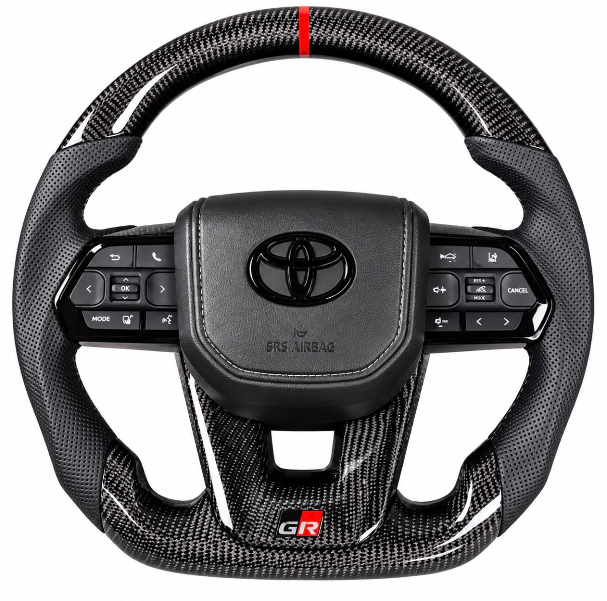MSN Custom Steering Wheel (black and carbon with red stripe)